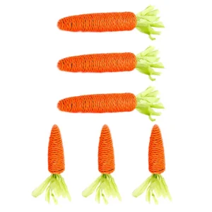 6Pcs Realistic Carrot Shape Pet Chew Bite Safe Material for Cats Hamsters Small Pets Stress Relief Fun Cat Carrot Bite