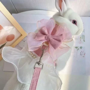 Cute Bowknot Pet Harness Leash Princess Cat Dress Costumes Nylon Kittten Dress Puppy Harness For Rabbit Teddy Cats Clothes