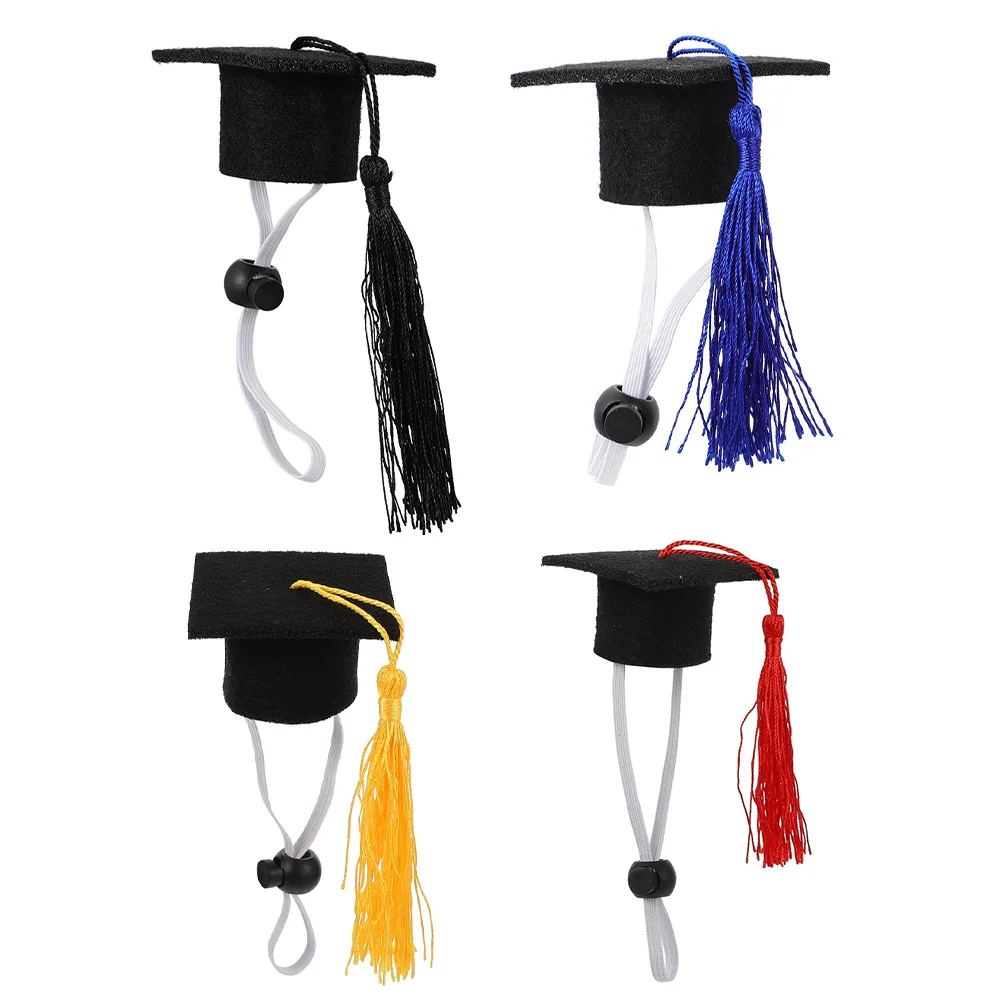 4 Pcs Pet Graduation Cap Bachelor Hat Mini Accessories for Dolls Caps Hamster Puppy