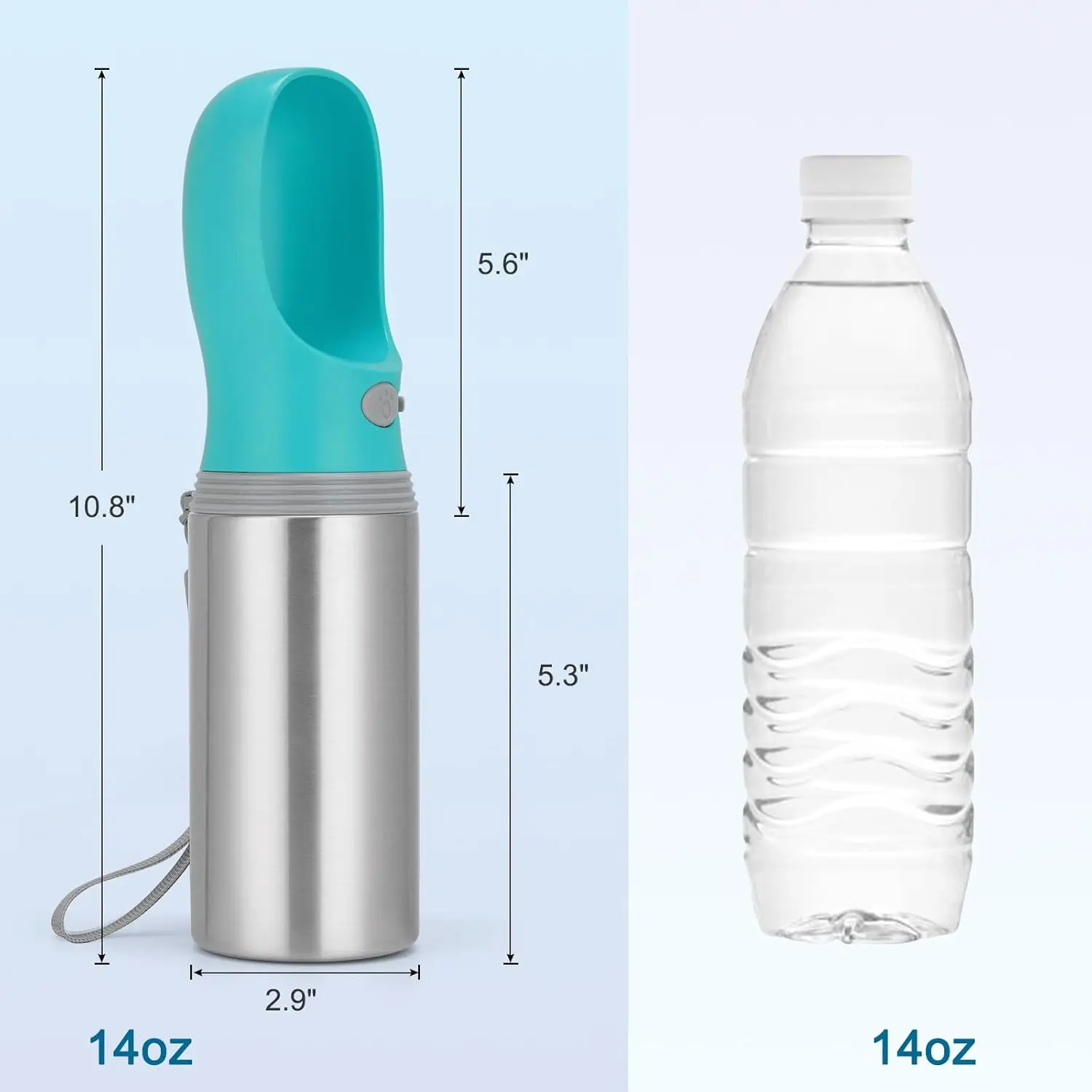 Stainless Steel Leak-Proof Dog Water Bottle, 14 OZ Portable Pet Travel Dispenser for Hiking and Outdoor - Image 5