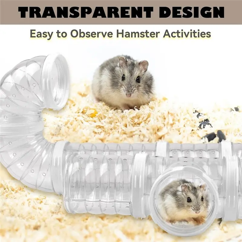 【PRICE-DROP!】Hamster Tunnel Kit 8 PCS Transparent Curved Pet Cage Tube Set For Dwarf Hamsters DIY Connection External Pipe - Image 3