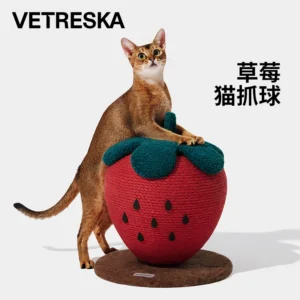 Strawberry Cat Scratching Ball Board Durable Non-Shedding Scratcher Stress-Relief Vertical Climbing Frame Safe for Cat Paws