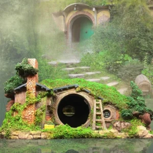 Reptile Burrow Cave Hideout, Gecko Spider Habitat Decor, Lizard Hermit CrabTerrarium, Amphibian Landscape Shelter,Pet Habitat