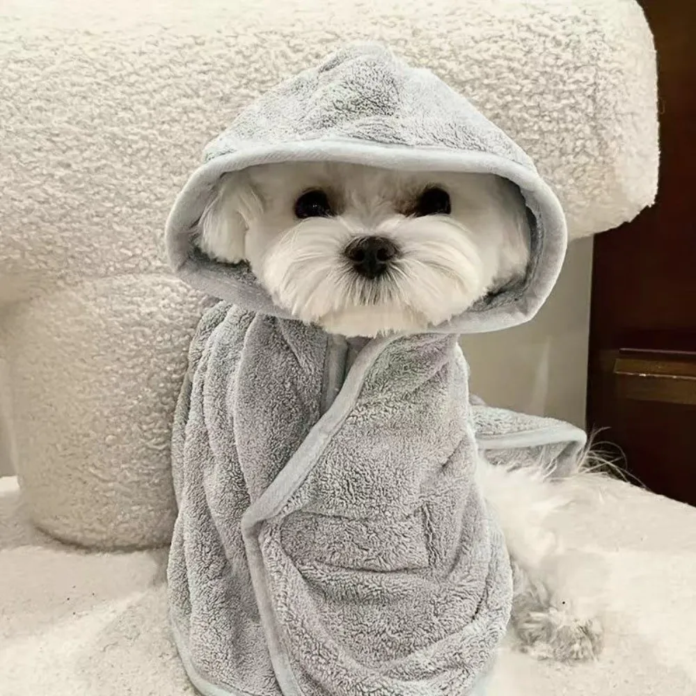 New Thickened Pet Bathrobe Super Absorbent Hooded Pet Drying Robe Small/Large Dog Skin-friendly Pet Grooming Robe Pet Bath - Image 7