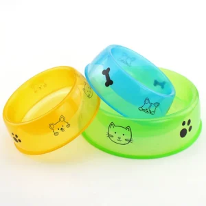Transparent Plastic Pet Bowl - Printed Cat/Dog Food & Water Bowl, , Durable Pet Feeding Supplies for Dogs & Cats
