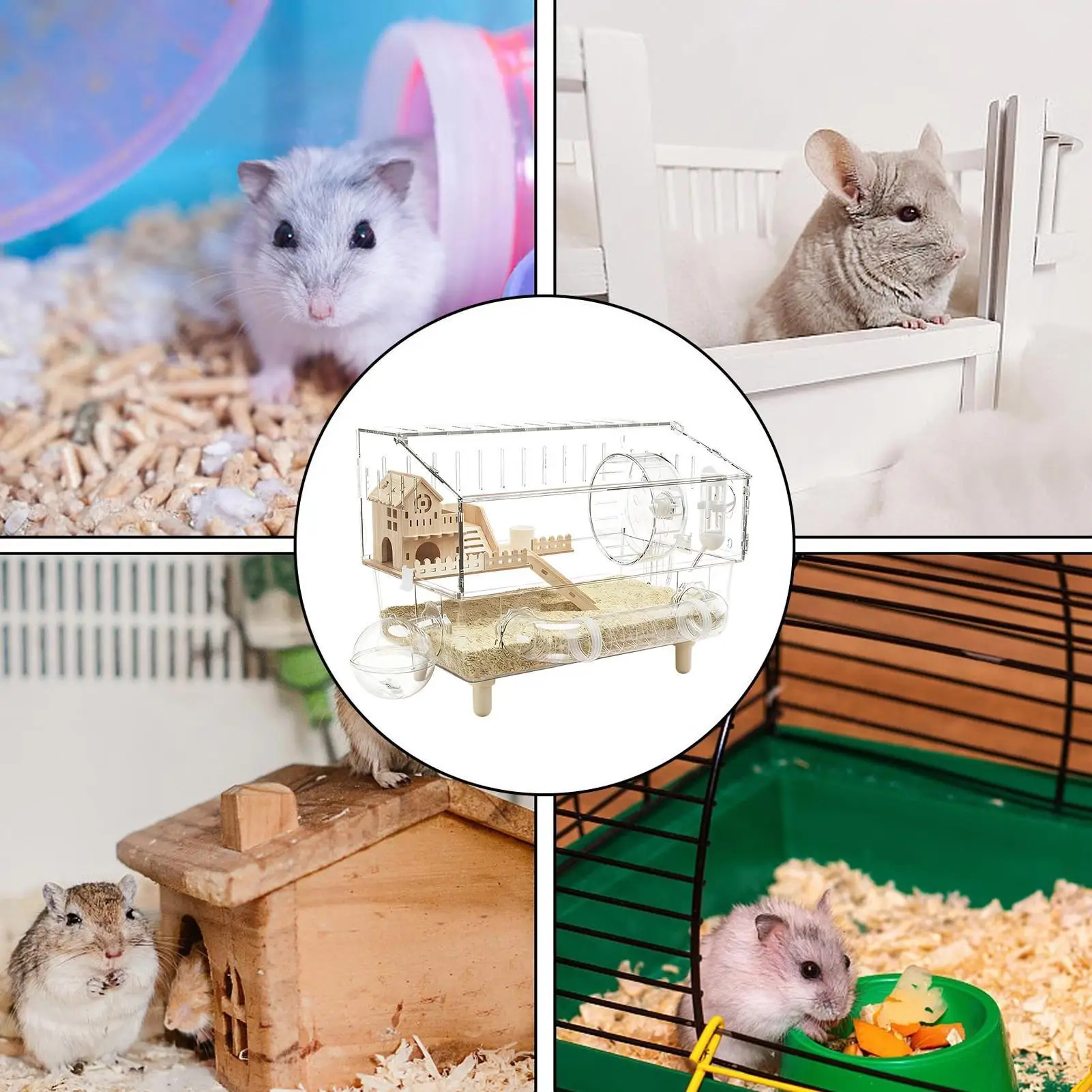 Large Syrian Hamster Cage, Deluxe Double-Layer Hamster Cage, Small Pet Breeding Box, Transparent Acrylic Hamster House - Image 5