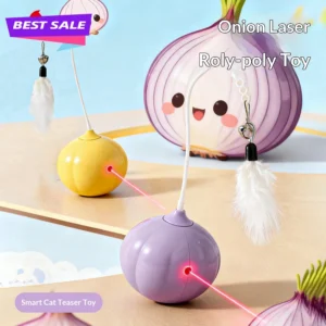 Original Onion Laser Tumbler Electric Cat Toy Long Handle Feather Laser Teaser Toy for Kittens to Burn Energy and Play
