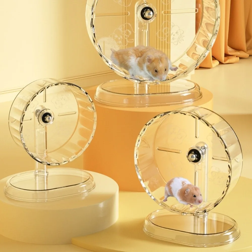 Silent Bracket Hamster Running Wheel Toy Roller Clear Golden Hamster Exercise Wheel Rotatory High-quality Stand - Image 2