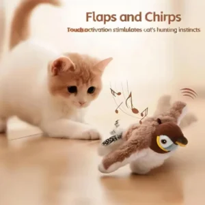 Hot Simulated Bird Cat Toy Interactive Toys Dog Rechargeable Chirping Flapping Bird(no Flying) Touch Activated Plush Pet Toy