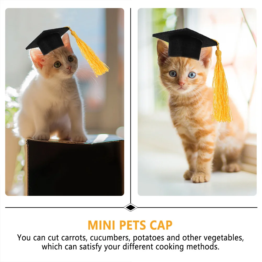 4 Pcs Pet Graduation Cap Bachelor Hat Mini Accessories for Dolls Caps Hamster Puppy - Image 4