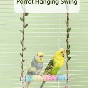 Parrot Swing with Bell Pet Play Perch Hammock Stand for Cockatiels Parakeets Lovebirds Budgies Canaries Finches