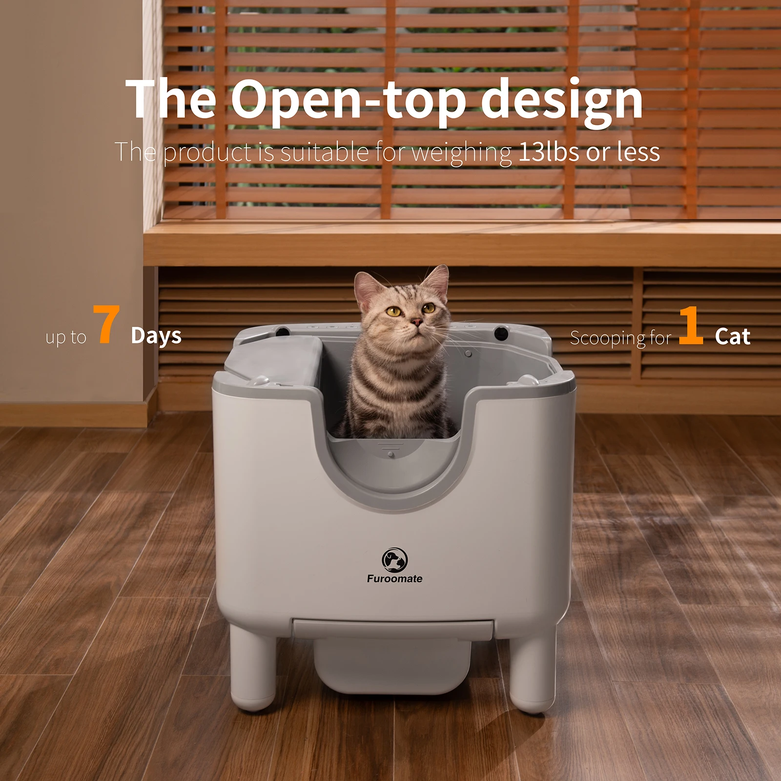 F6 Self-Cleaning Litter Box - Open-Top Automatic Cat Litter Box with Odor Control, Safety Features, and Easy Maintenance - Image 2