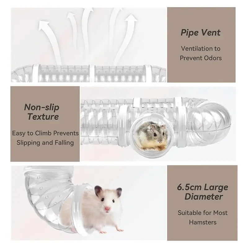 【PRICE-DROP!】Hamster Tunnel Kit 8 PCS Transparent Curved Pet Cage Tube Set For Dwarf Hamsters DIY Connection External Pipe - Image 2