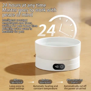 Heated Cat Dish 4 Temperature Settings Winter Pet Drinking Plate Thermal Heated Water Bowl for Chickens Ducks Birds Animals