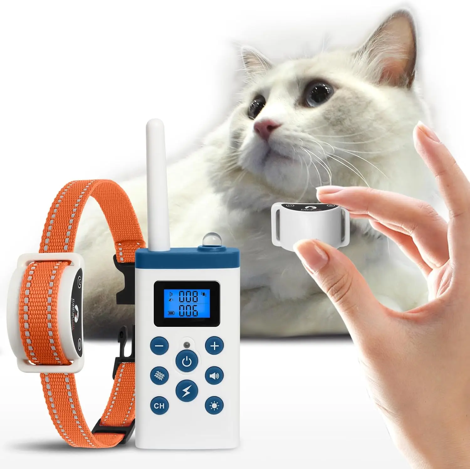 Smart Anti-Meow Cat Collar - 3 Modes (Sound/Vibration/Shock ), 1300FT Range, LED Display, USB Rechargeable, Auto Mode,Flashlight - Image 7