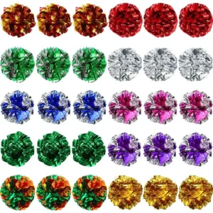 200 Pcs Polyester Film Crinkle Balls Cat Toys 2.36 Interactive Crinkle Ball, Colorful Balls Chew Toy for Cat Chase Ball Toys At