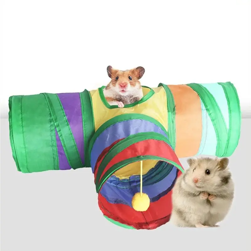 ABAH-2PCS Hamster Rat Tunnel Guinea Pig Tunnel Small Animal Hamster 3-Way Collapsible Tunnel - Image 2