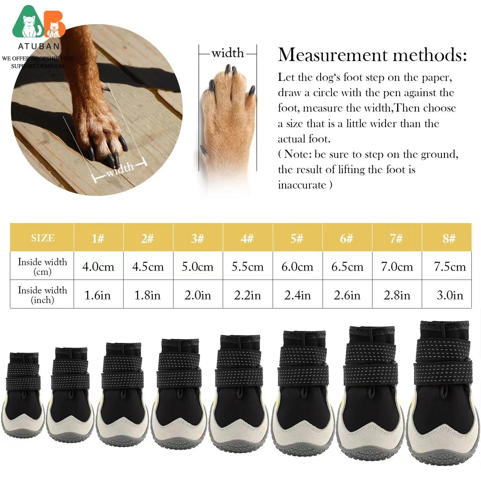 ATUBAN Dog Shoes for Large Size Dogs, Waterproof Medium Large Dog Boots, for Hot Pavement Winter Snow Hiking Breathable Elastic - Image 2