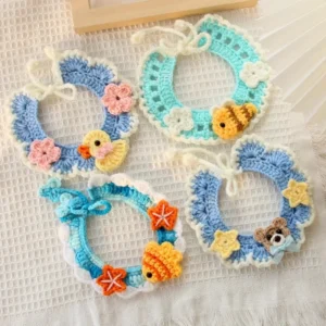 Hand-knitted Pet Collar Cat Decorative Collar Knitted Cute Dog Scarf Bib Saliva Towel Rabbit Decoration