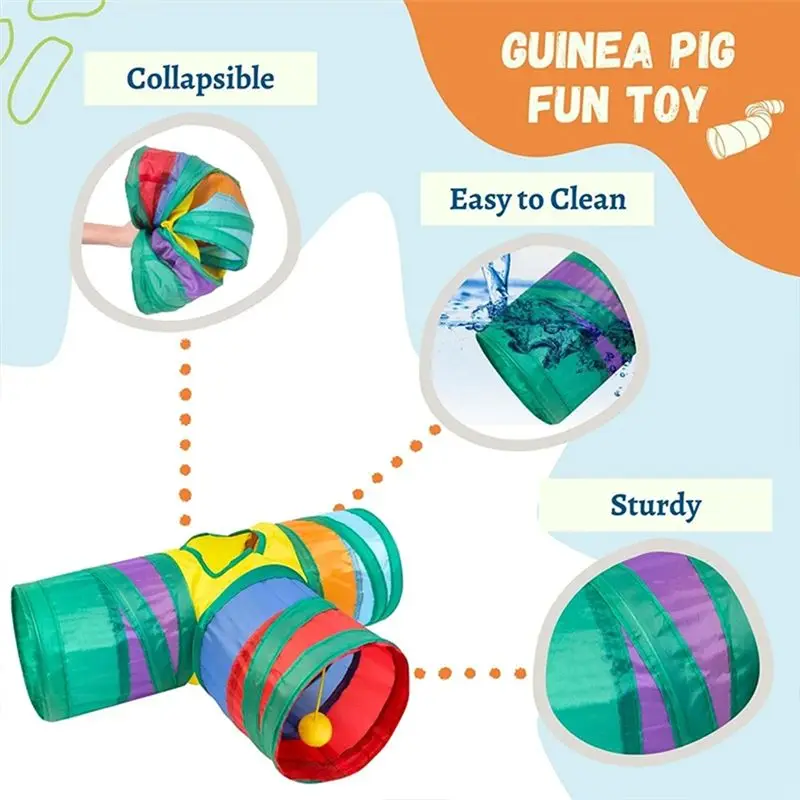 ABAH-2PCS Hamster Rat Tunnel Guinea Pig Tunnel Small Animal Hamster 3-Way Collapsible Tunnel - Image 5