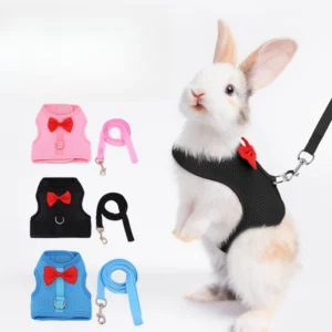 No Pull Comfort Padded Vest Leash for Bunny, Rabbit Harness, Soft Small Pet, Guinea Pigs, Squirrels, Martens, Other Small Animal
