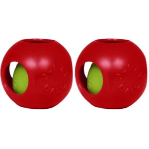 Teaser Ball Dog Toy Large/8 Inches Red Pack of 2