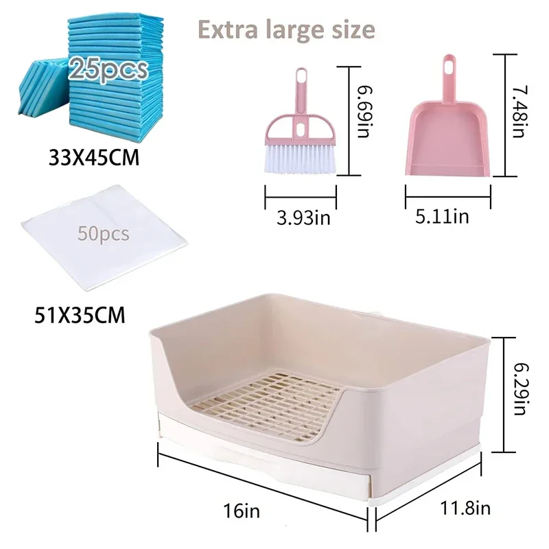 Extra Large Rabbit Litter Box Bunny Toilet with Drawer 50 Pet Toilet Film 25 Toilet Training Pad Cleaning Set Small Pet Box Pan - Image 4
