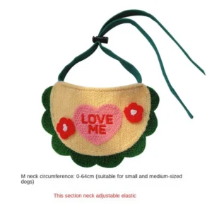 Fashion Cartoon Embroidery Pet Knitting Bibs Washable With Elastic Laces Pet Bowties Dog Cat Saliva Towel Pet Dog Cat