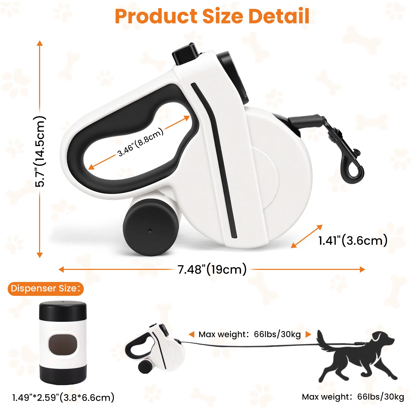 16ft USB LED Retractable Dog Leash, Reflective & Tangle-Free with Poop Bag Holder for Night Safety, Black - Image 5