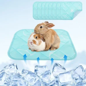 Summer Cooling Mat for Small Animals, 8PCS Guinea Pig Cage Liner Hamster Pee Pad, Washable Rabbit Cool Pad, Breathable B