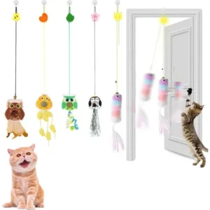 New Interactive Toy with Elastic Cat Catching Rope and Retractable Door Hanging for Cats To Exercise Indoors