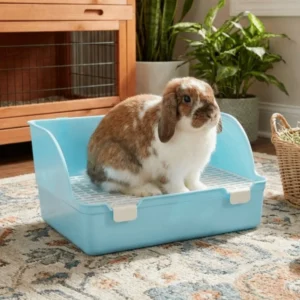 Splash-Proof Rabbit Litter Tray Anti-spill Rectangular Animal Potty Trainer Plastic Detachable Pet Toilet Box Pet Supplies