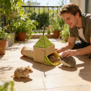 Hamster Tunnel Three-Entrance Washable Soft Small Animal Tunnel Pet House For Hedgehog Chinchilla Bunny Chewing Resting Playing