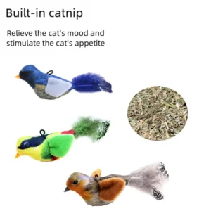 Sound Sensing Interactive Bird Cat Toy Wall Hanging Plush Catnip Kitten Teasing Chasing Toy for Indoor Cats