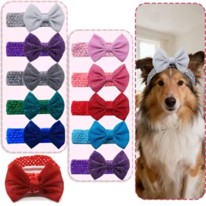 10PCS Elastic Bands Dog Bows Large Dog Bowties 9colors Pet Head Accessories For Large Dogs and Cats Hair Band Pet Supplies