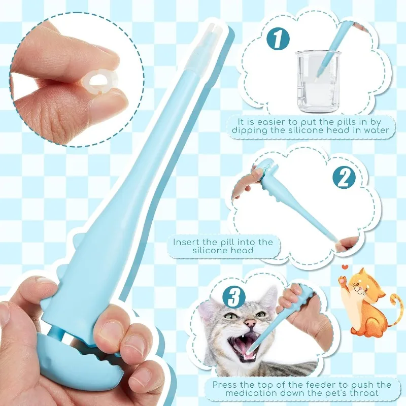 2-in-1 Pet Pill Dispenser with Soft Silicone Tips - Anti-Choke Medicine Feeder for Cats/Hamsters/Small Animals Blue and Pink - Image 4