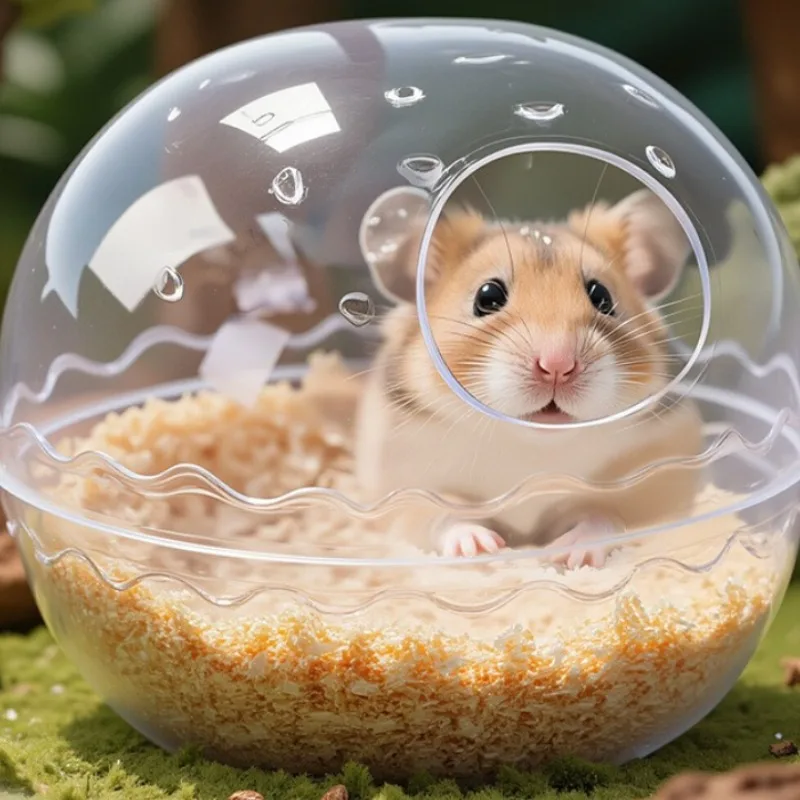 Panoramic Transparent Hamster Bath Room & Toilet 2-in-1 with Lid Anti-Splash Deodorant Sand Bath Container for Hamster - Image 3