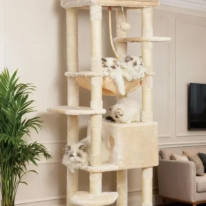 Heybly Cat Tree for  20lbs Heavy Duty,60 inches XXL Cat Tower for Indoor Cats, Multi-Level Furniture Condo with Big Padded Plush
