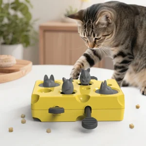 Interactive Cat Toy with Mice Targets & Treat Dispensing Holes - Slow Feeder Puzzle Toy for Mental Stimulation,  Cat Puzzle Toy