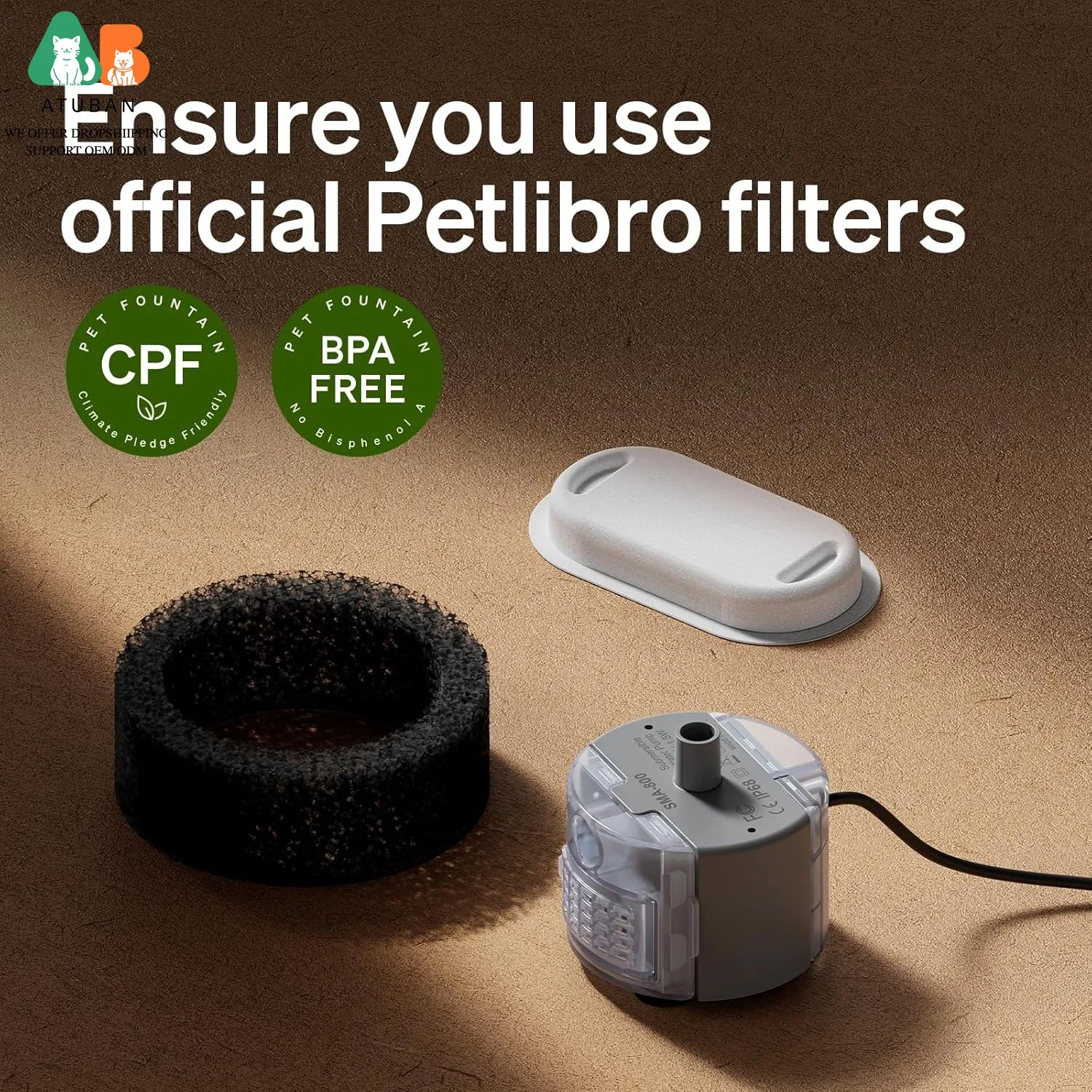 Filters for Stainless Steel Cat Water Fountain PLWF003&PLWF006,Set of Replacement Filters fot Pet Water Fountain Stainless Steel - Image 6