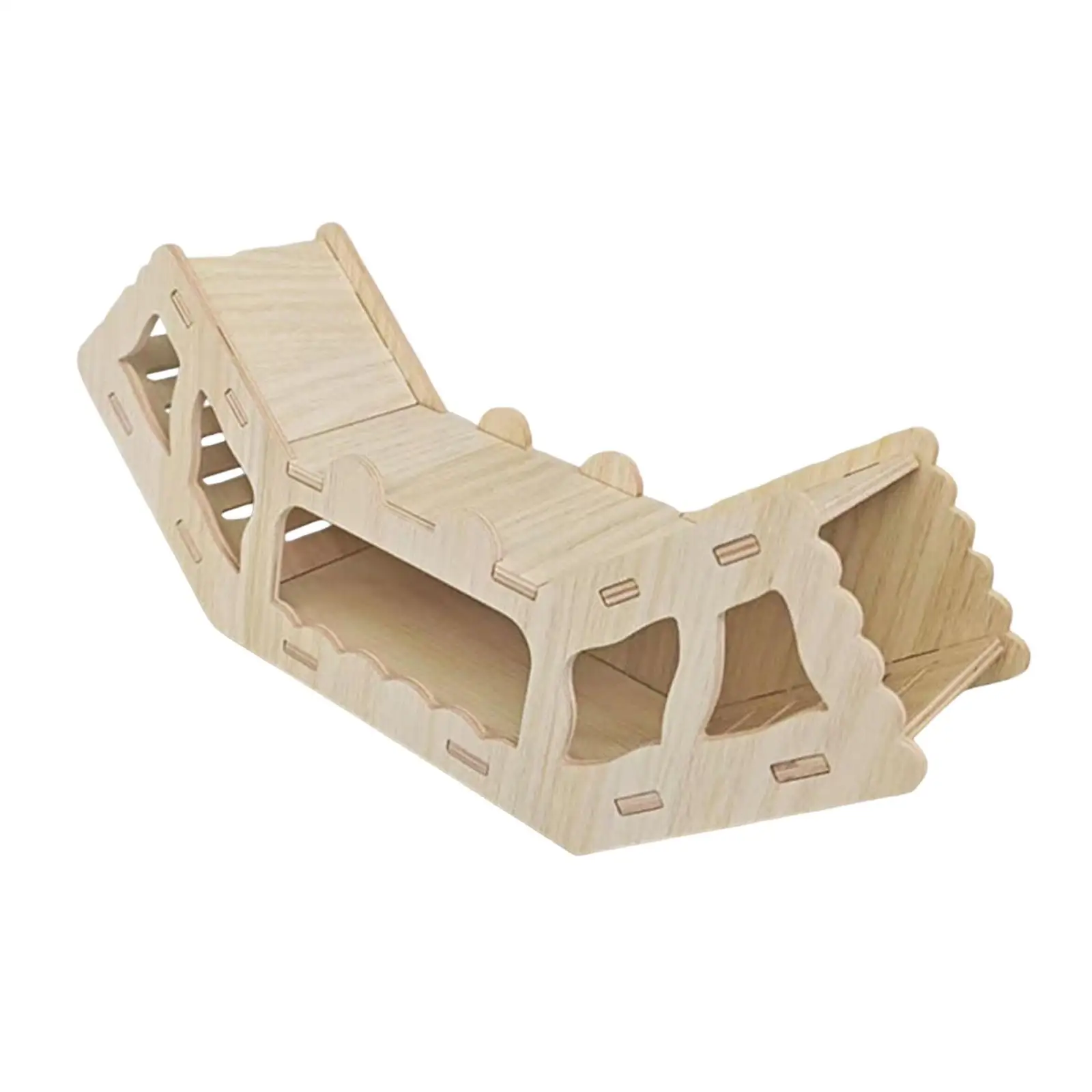 Wooden Hamster Burrow Climbing Hideaway Multi Chamber Design for Cage Landscape Decor Versatile Hiding Space - Image 2