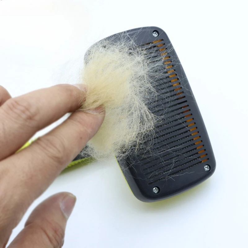 Self-Cleaning Pet Hair Brush, One-Click Shedding Tool for Dogs & Cats, Eco-Friendly Deshedding Comb with Plastic & Cotton Design - Image 3