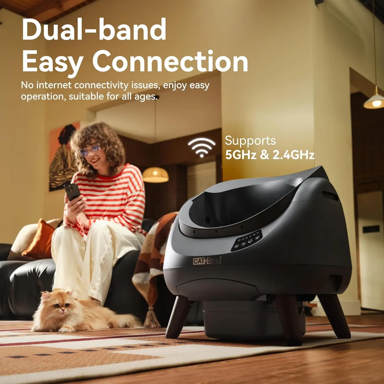 Open-X Automatic Litter Box 5G & 2.4G WiFi, Self Cleaning Cat Litter Box for Single-Cat Household, Health Monitor,, Customized - Image 2