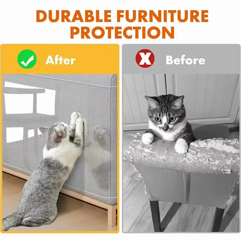 Anti Cat Scratch Furniture Protector Self-Adhesive Peelable Cat Training Protectors PVC Transparent Tape for Couch Sofa Sticker - Image 3