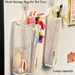 Cat Stick Wall-Mounted Mesh Storage Gag-Suitable For Pet Toys, Cat Toy Storage, Puppy Toys Storage bag without Taking Up Space