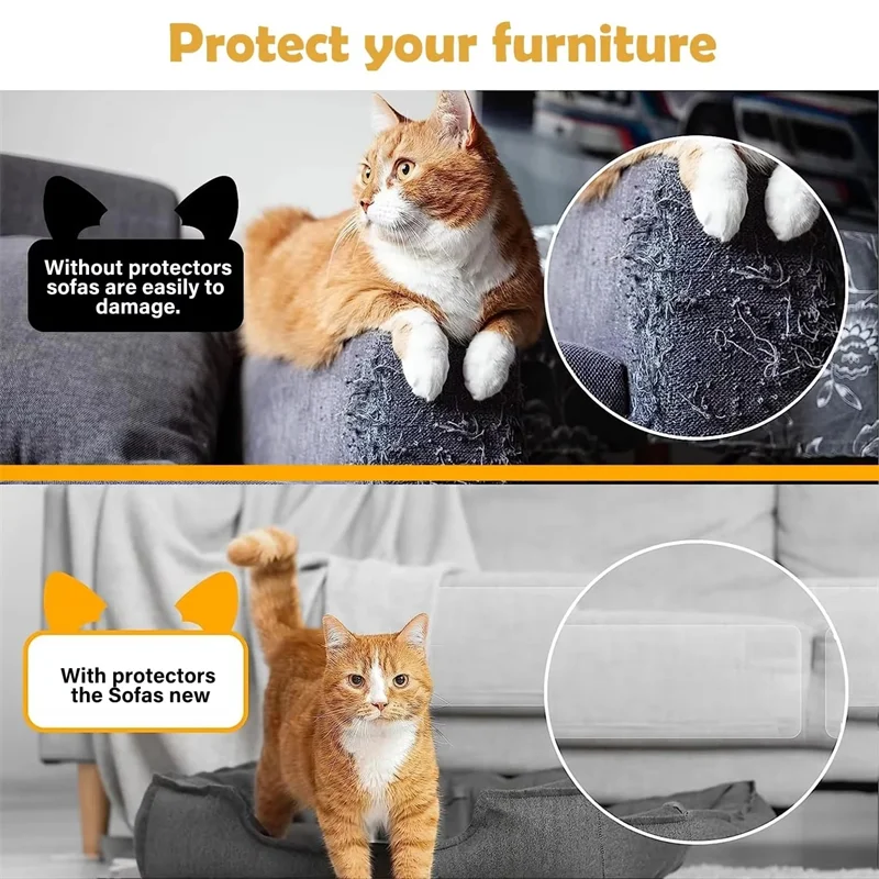 Anti Cat Scratch Furniture Protector Self-Adhesive Peelable Cat Training Protectors PVC Transparent Tape for Couch Sofa Sticker - Image 2
