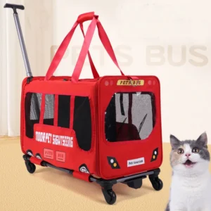 3D Bus Cat Bag Large Space Travel Suitcase Trolley Case for Car Outdoor Breathable Carrier Bag for Dogs Cats Pet Supplies