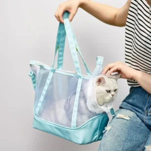 Pet Outing Simple Handbag Breathable Shoulder Bag Cat Dog Puppy Travel Mesh Bag