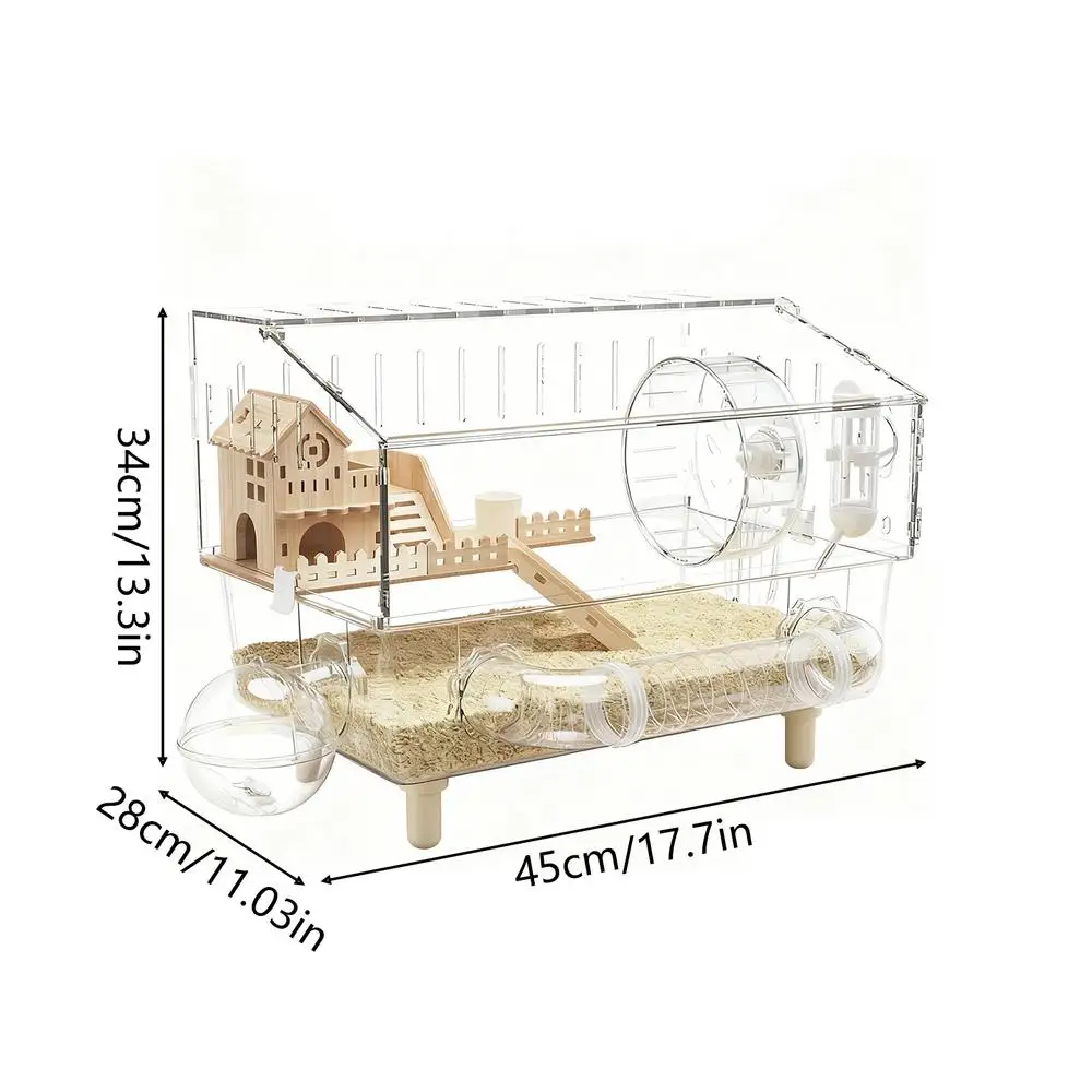 Large Syrian Hamster Cage, Deluxe Double-Layer Hamster Cage, Small Pet Breeding Box, Transparent Acrylic Hamster House - Image 7