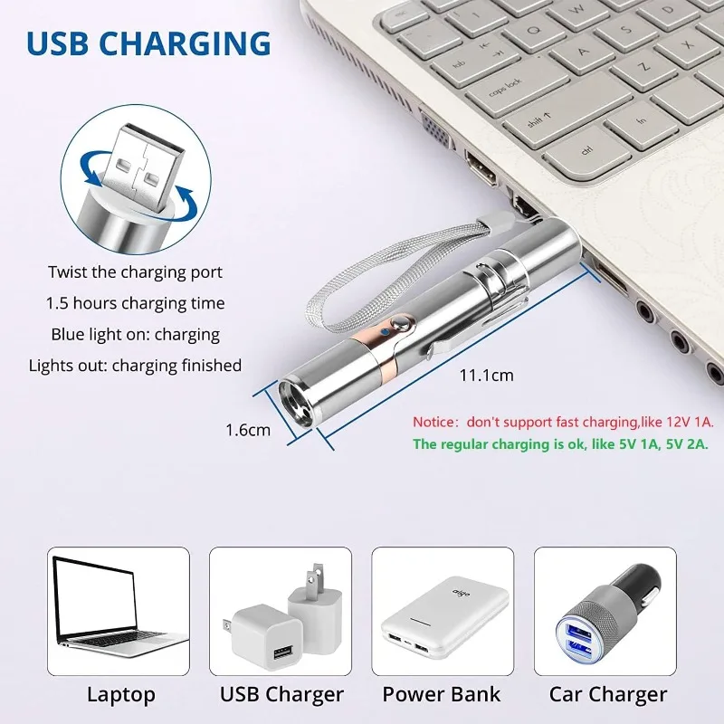 Cat Laser Pointer Toys Usb Rechargeable Adjustable Cute Patterns Interactive Kitten Dog Red Dot Chase Light Toy Pet Supplies - Image 5